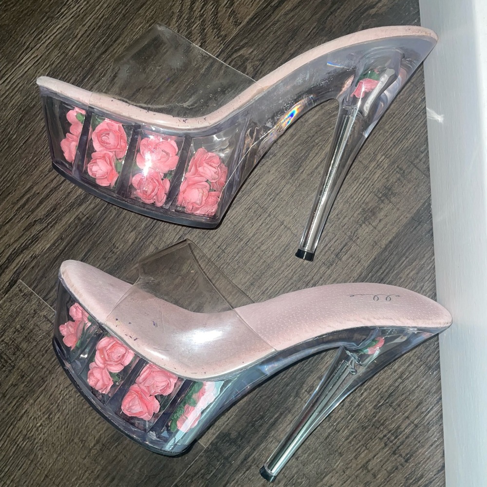 Pink flower heels